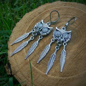 Metallic Owl Earrings